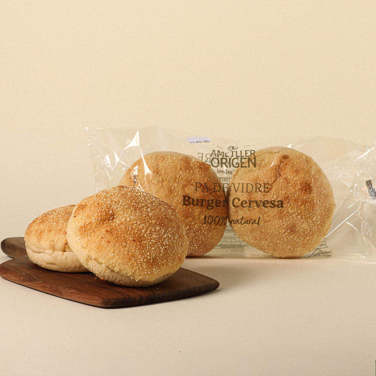 Pan De Cristal De Cerveza Para Burger Ametller Origen 160 G 2 Uds.