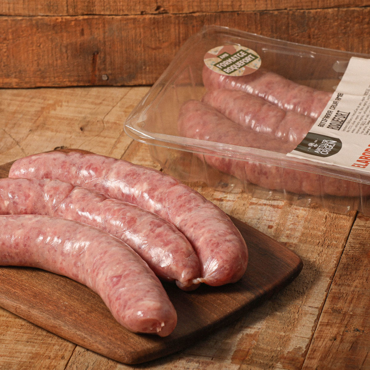 Botifarra crua amb roquefort AO 110g 3u.