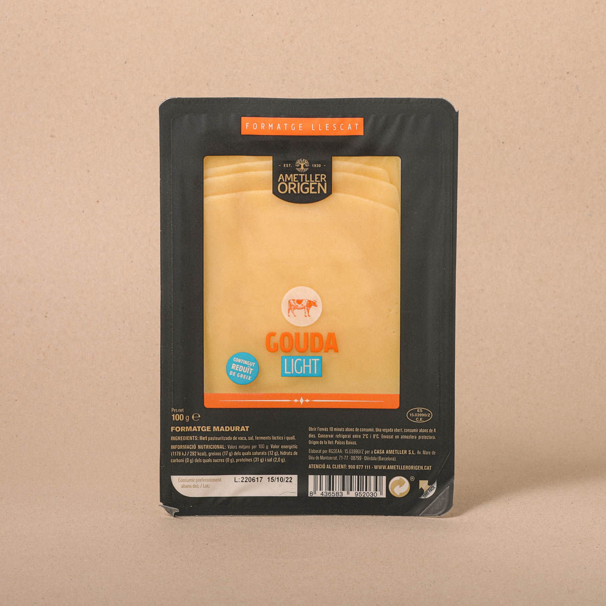 Gouda Light Llescat Ametller Origen 100g