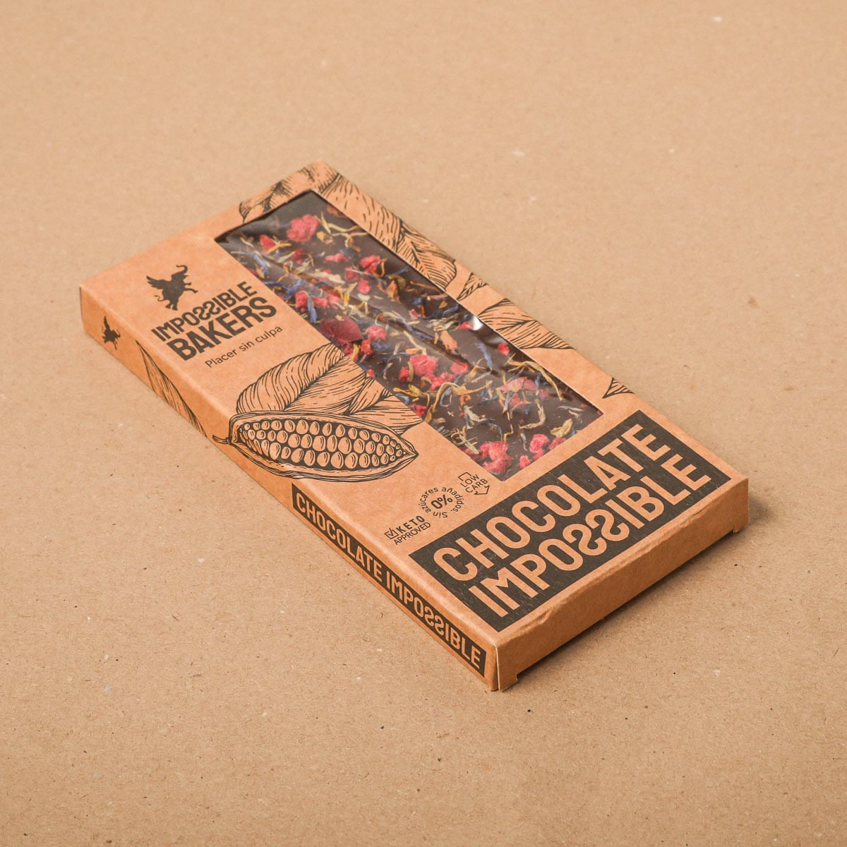Chocolate Negro Con Frambuesa Y Flores Impossible Bakers 100g