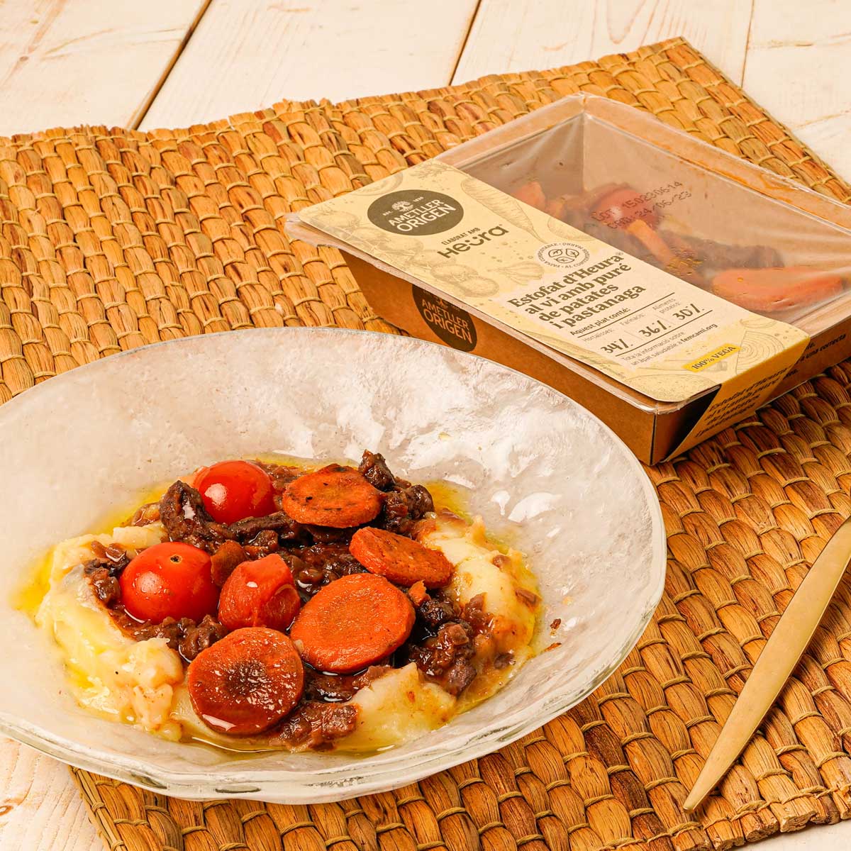 Estofado De Heura, PurÃ© De Patatas Y Zanahoria Ametller Oriegen 250g